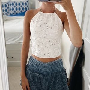 American Eagle Eyelet Lace Halter Top
